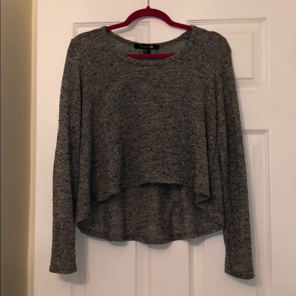 Forever 21 Sparkly Grey Cropped Sweater
